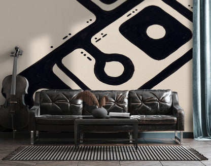 Siyah Beyaz Soyut Poster Duvar Kağıdı Modern Salon Dekoru