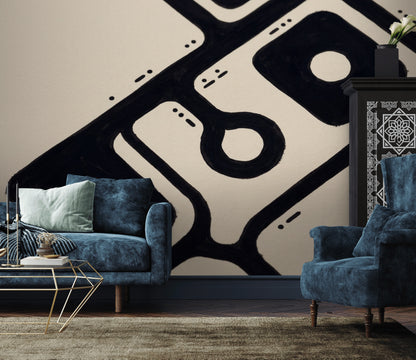 Siyah Beyaz Soyut Poster Duvar Kağıdı Modern Salon Dekoru