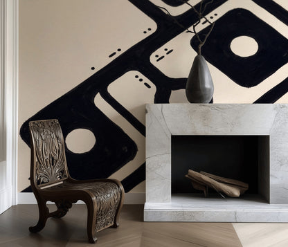 Siyah Beyaz Soyut Poster Duvar Kağıdı Modern Salon Dekoru