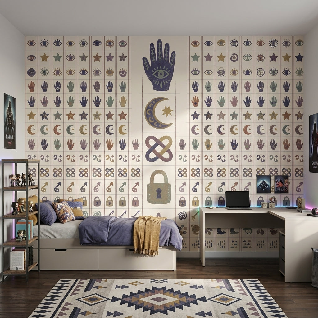Nazar ve El Sembolü Poster Duvar Kağıdı Bohem Salon
