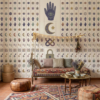 Nazar ve El Sembolü Poster Duvar Kağıdı Bohem Salon