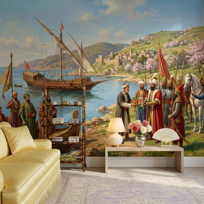 Osmanlı Tarih Sahnesi Poster Duvar Kağıdı Mavi Deniz Manzaralı