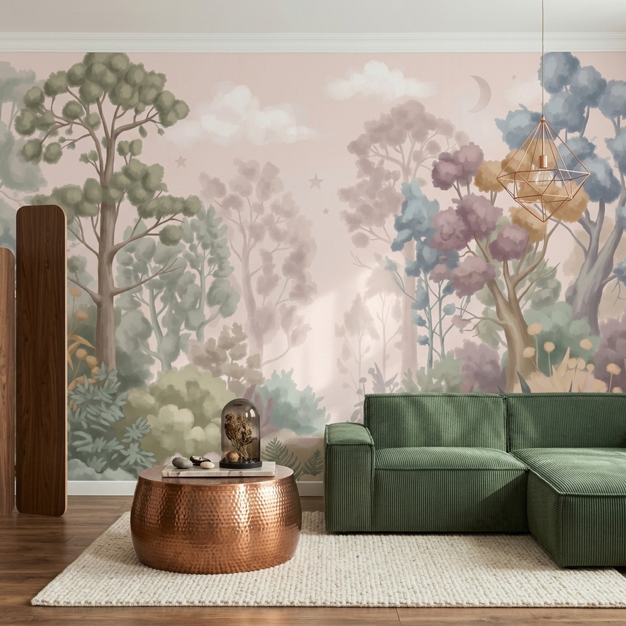 Pastel Orman Manzaralı Poster Duvar Kağıdı Bebek Odası