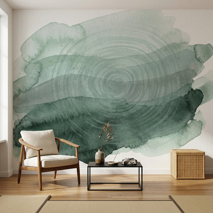 Yeşil Sulu Boya Soyut Poster Duvar Kağıdı Modern Salon