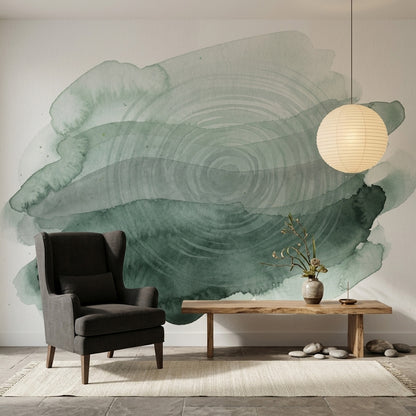 Yeşil Sulu Boya Soyut Poster Duvar Kağıdı Modern Salon