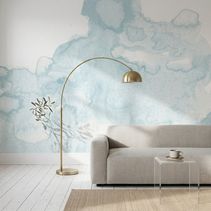Mavi Sulu Boya Efektli Poster Duvar Kağıdı Modern Salon