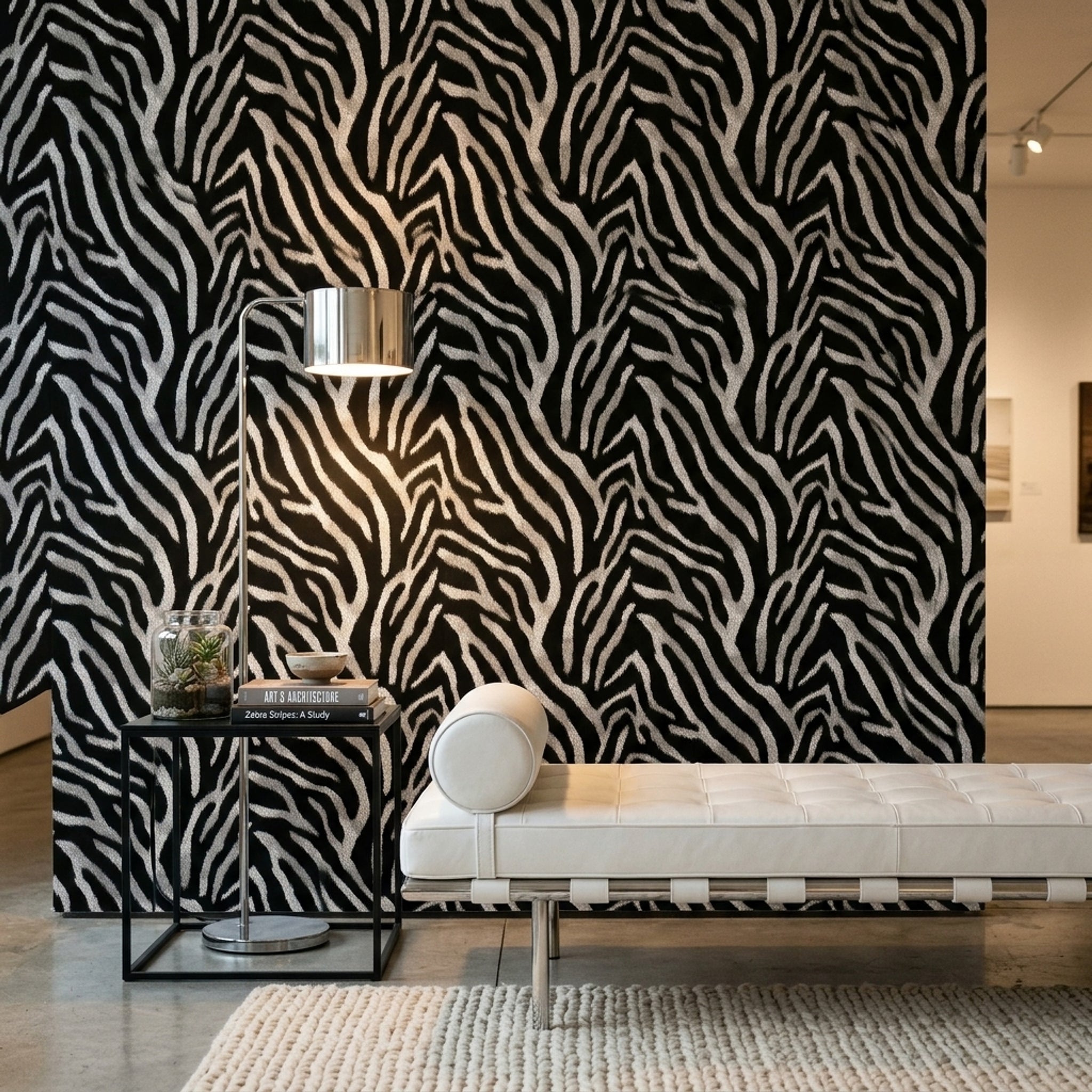Zebra Desenli Duvar Kağıdı Siyah Beyaz Salon Dekoru