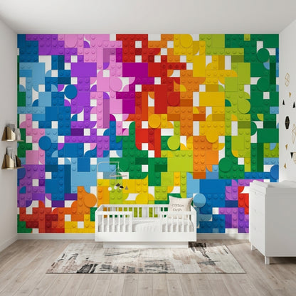 Renkli Geometrik Blok Poster Duvar Kağıdı Çocuk Odası