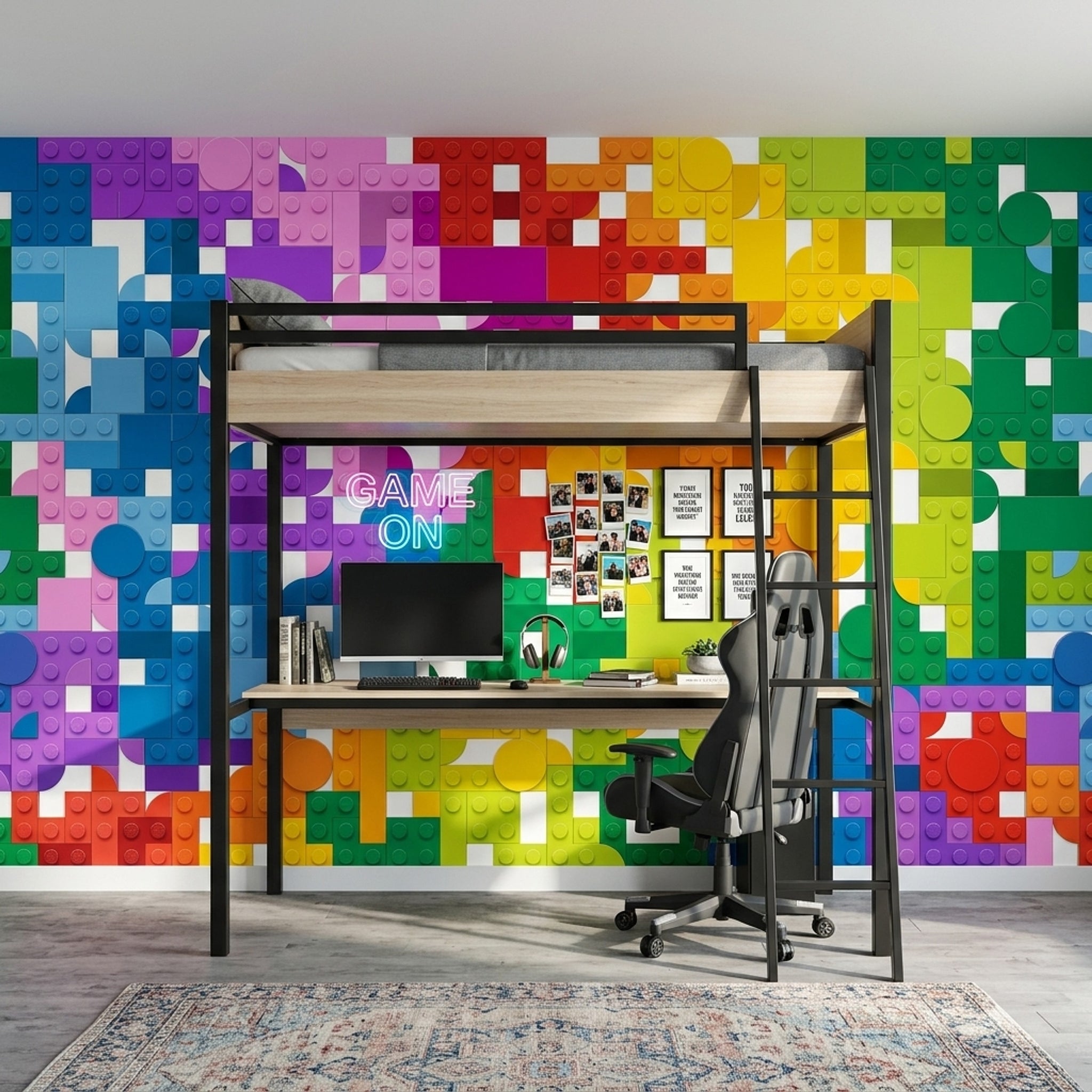 Renkli Geometrik Blok Poster Duvar Kağıdı Çocuk Odası