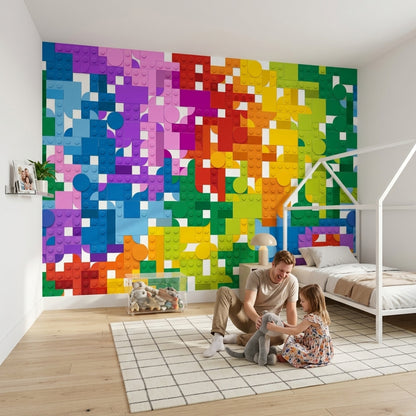 Renkli Geometrik Blok Poster Duvar Kağıdı Çocuk Odası
