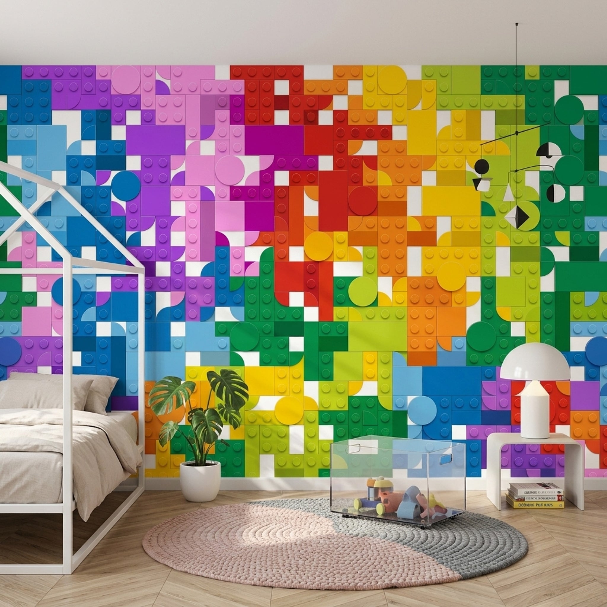 Renkli Geometrik Blok Poster Duvar Kağıdı Çocuk Odası