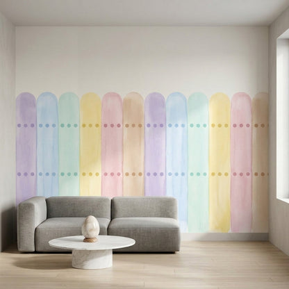 Pastel Renkli Kemer Desenli Poster Duvar Kağıdı Çocuk Odası