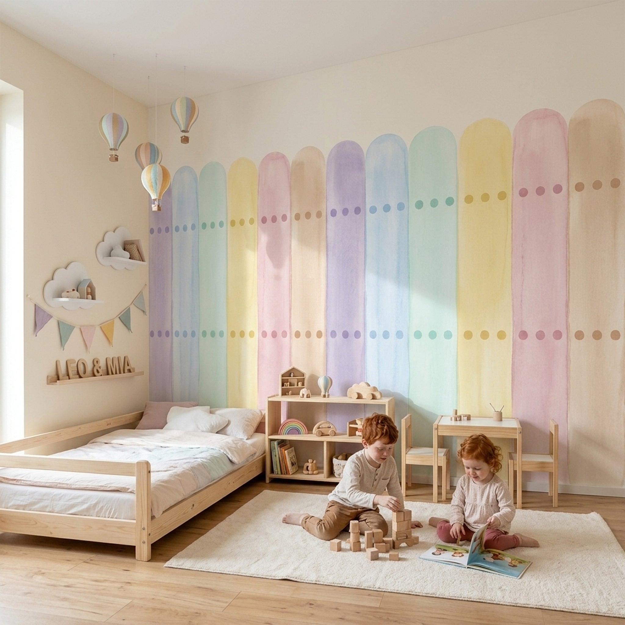 Pastel Renkli Kemer Desenli Poster Duvar Kağıdı Çocuk Odası