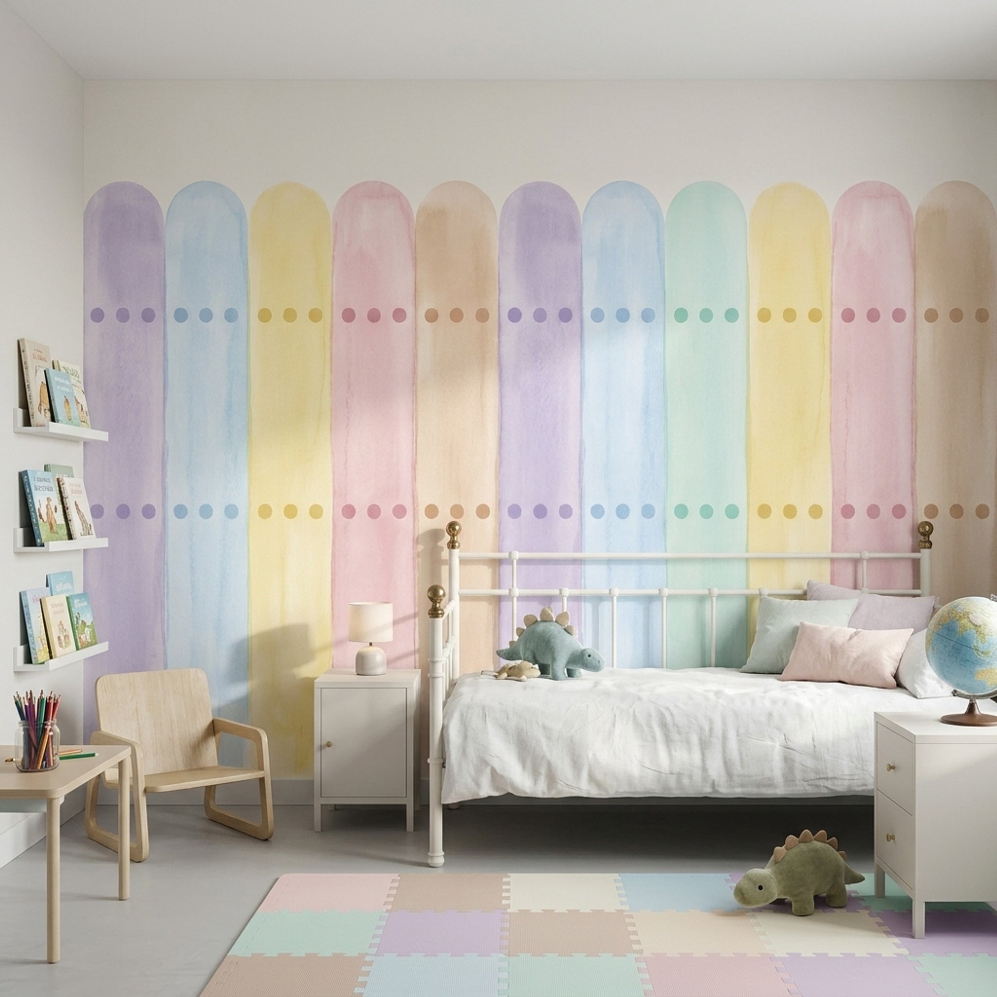 Pastel Renkli Kemer Desenli Poster Duvar Kağıdı Çocuk Odası