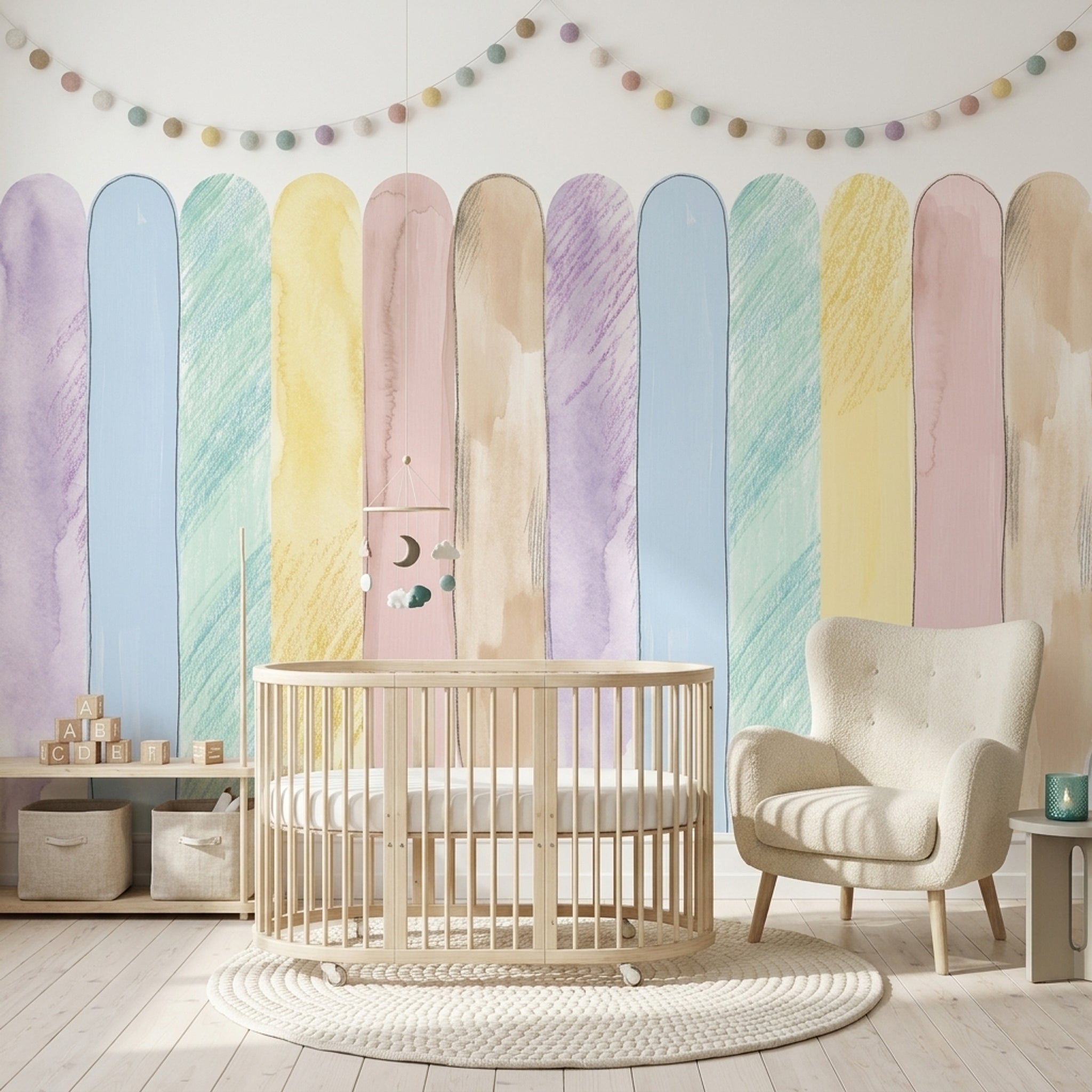 Pastel Renkli Kemer Şekilli Poster Duvar Kağıdı Çocuk Odası