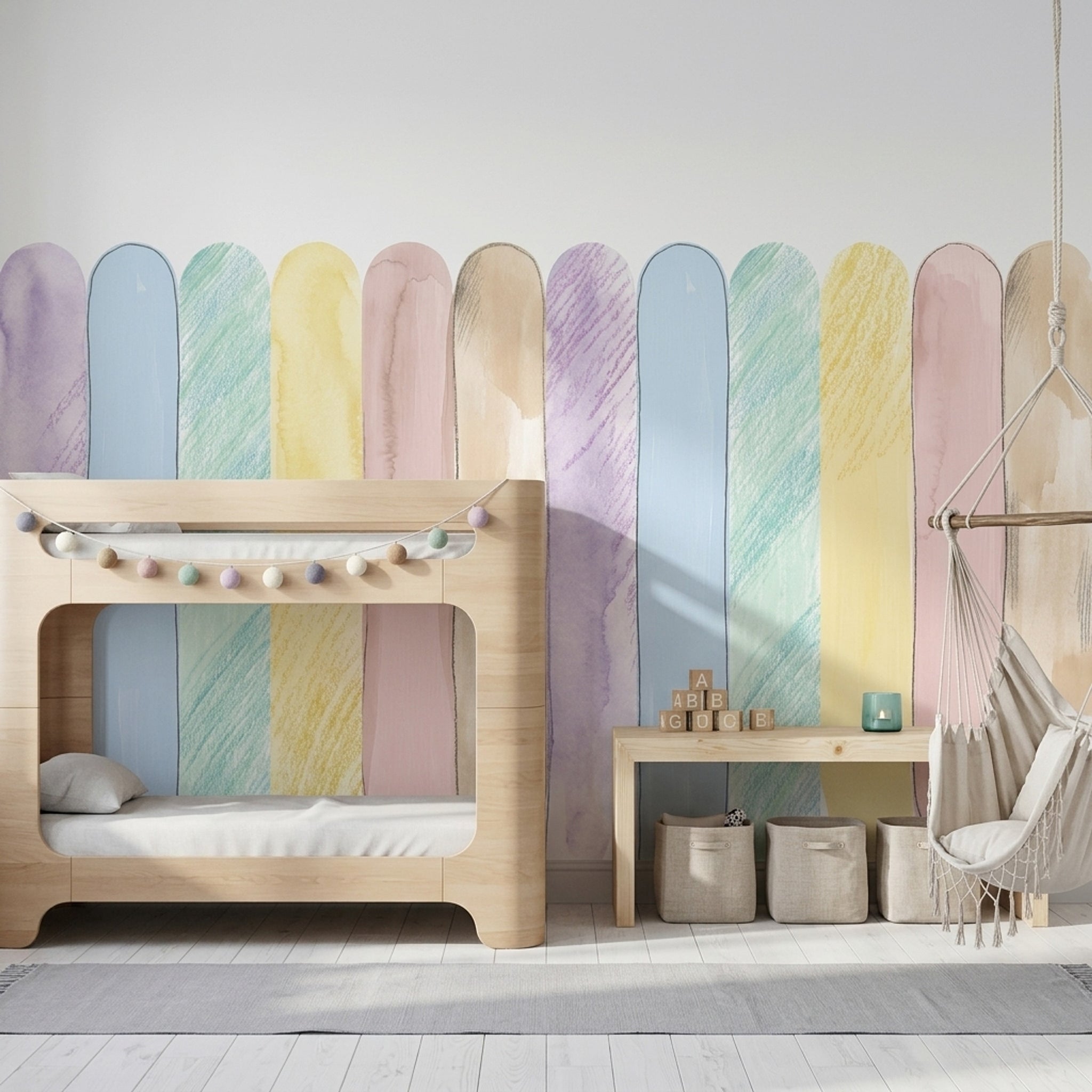 Pastel Renkli Kemer Şekilli Poster Duvar Kağıdı Çocuk Odası