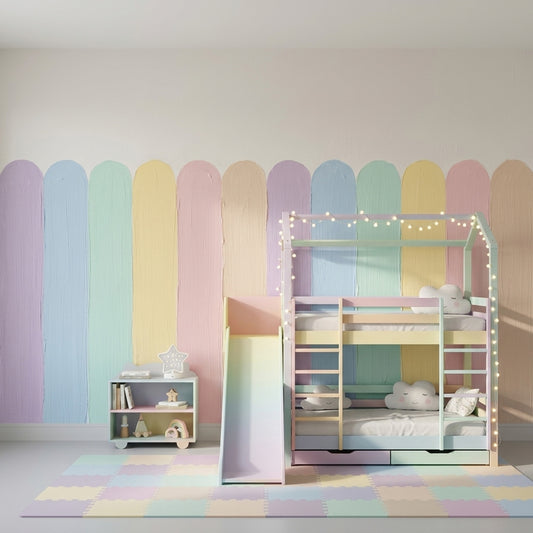 Pastel Gökkuşağı Şeritli Poster Duvar Kağıdı Çocuk Odası