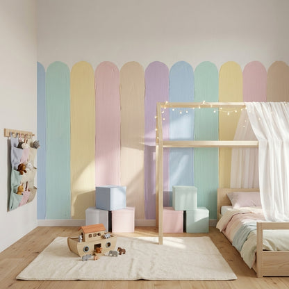 Pastel Gökkuşağı Şeritli Poster Duvar Kağıdı Çocuk Odası