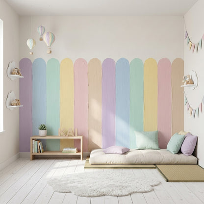 Pastel Gökkuşağı Şeritli Poster Duvar Kağıdı Çocuk Odası