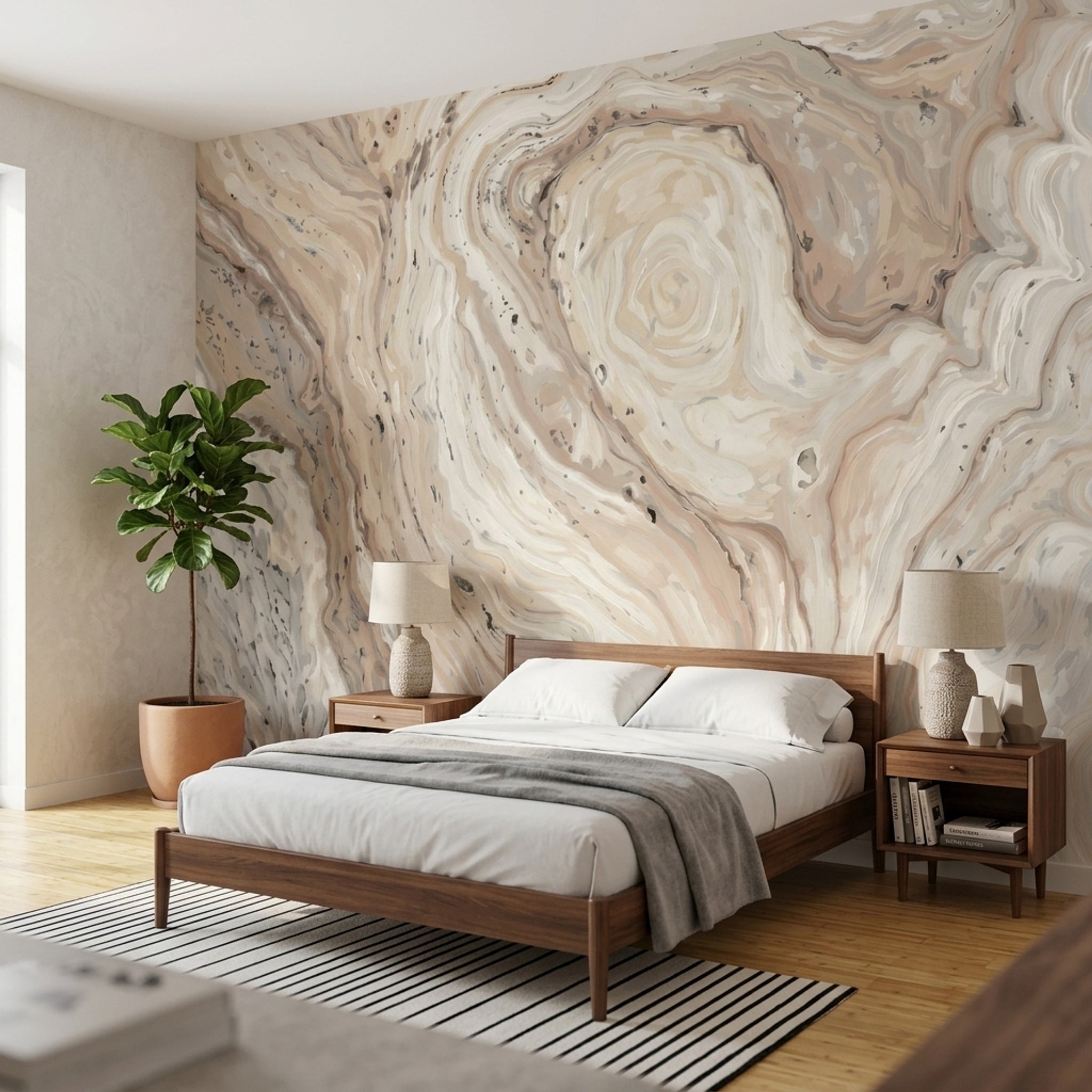 Bej Mermer Desenli Poster Duvar Kağıdı Modern Salon Duvarı