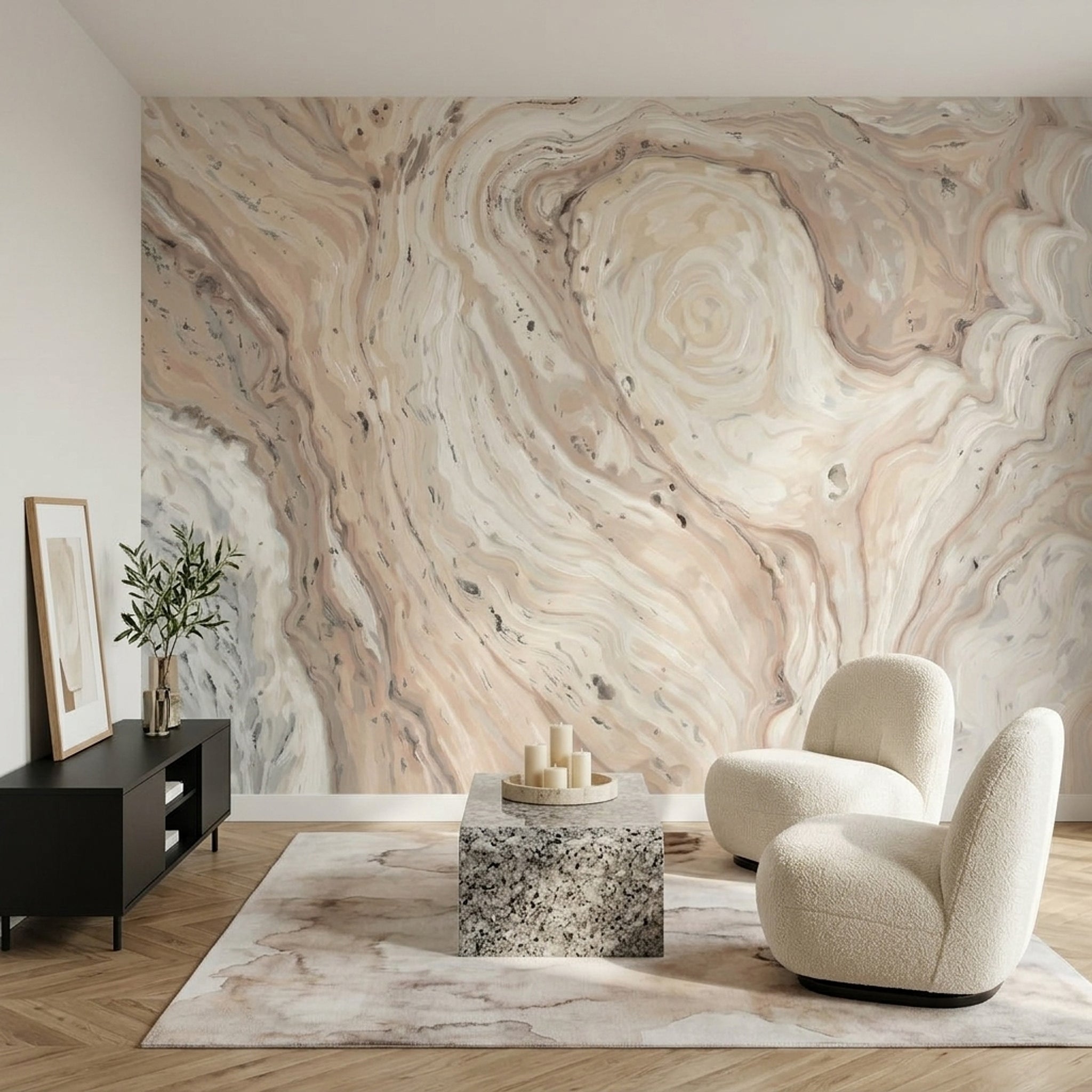 Bej Mermer Desenli Poster Duvar Kağıdı Modern Salon Duvarı