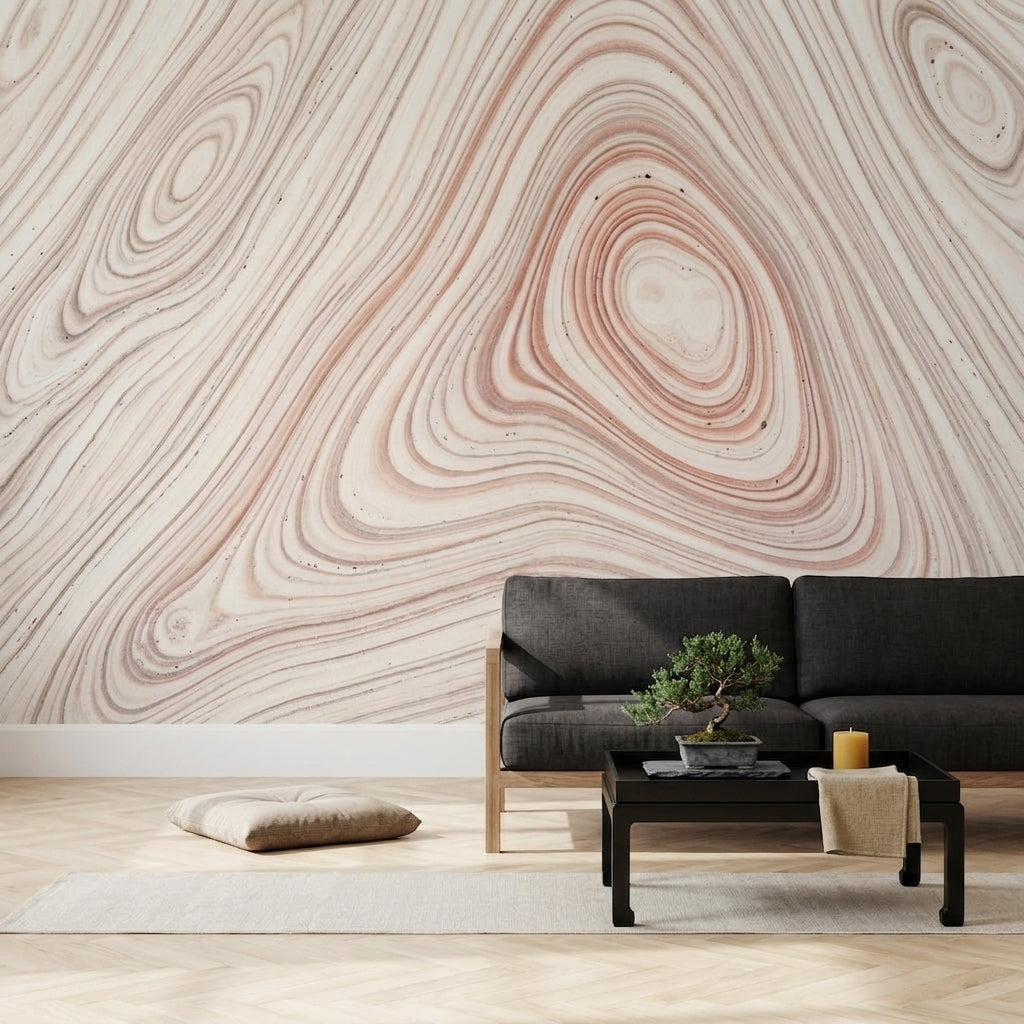 Mermer Desenli Poster Duvar Kağıdı Bej Pudra Modern Salon