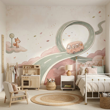 Bulutlar ve Uzay Temalı Poster Duvar Kağıdı Pastel Çocuk Odası