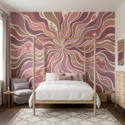 Soyut Dalgalı Poster Duvar Kağıdı Pembe Mor Salon Duvarı