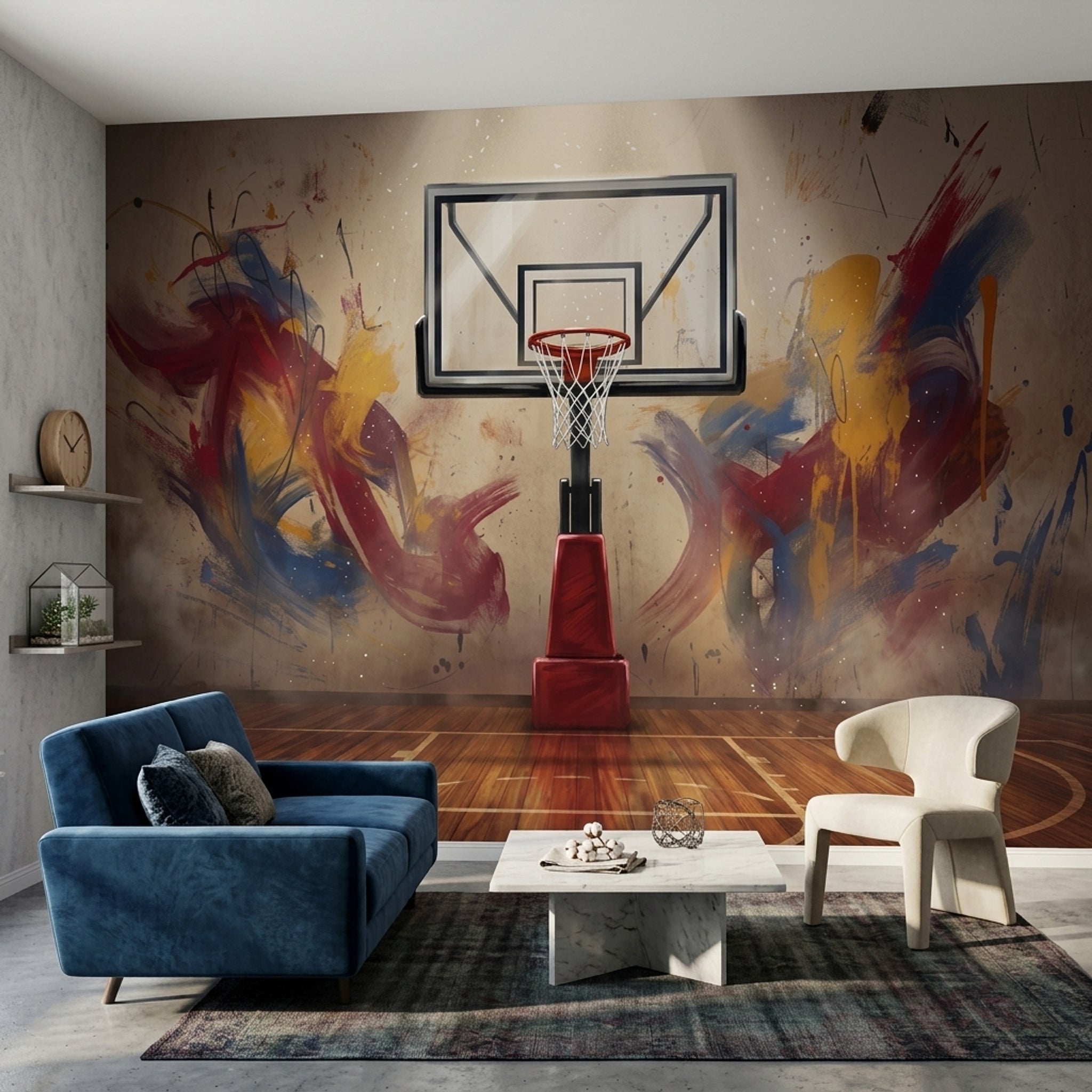 Basketbol Potalı Soyut Poster Duvar Kağıdı Genç Odası Kırmızı