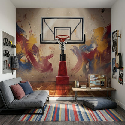 Basketbol Potalı Soyut Poster Duvar Kağıdı Genç Odası Kırmızı