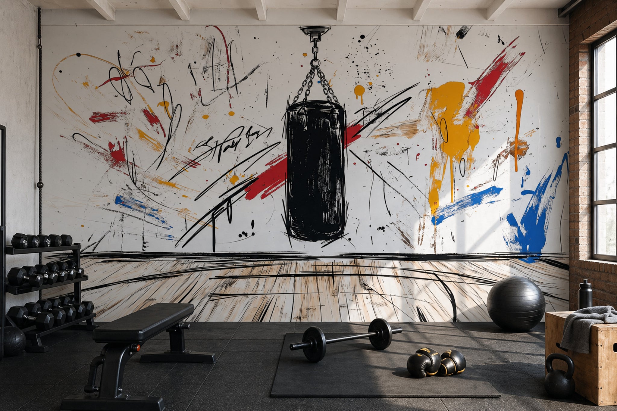Boks Kum Torbalı Poster Duvar Kağıdı Soyut Grafiti Spor Salonu