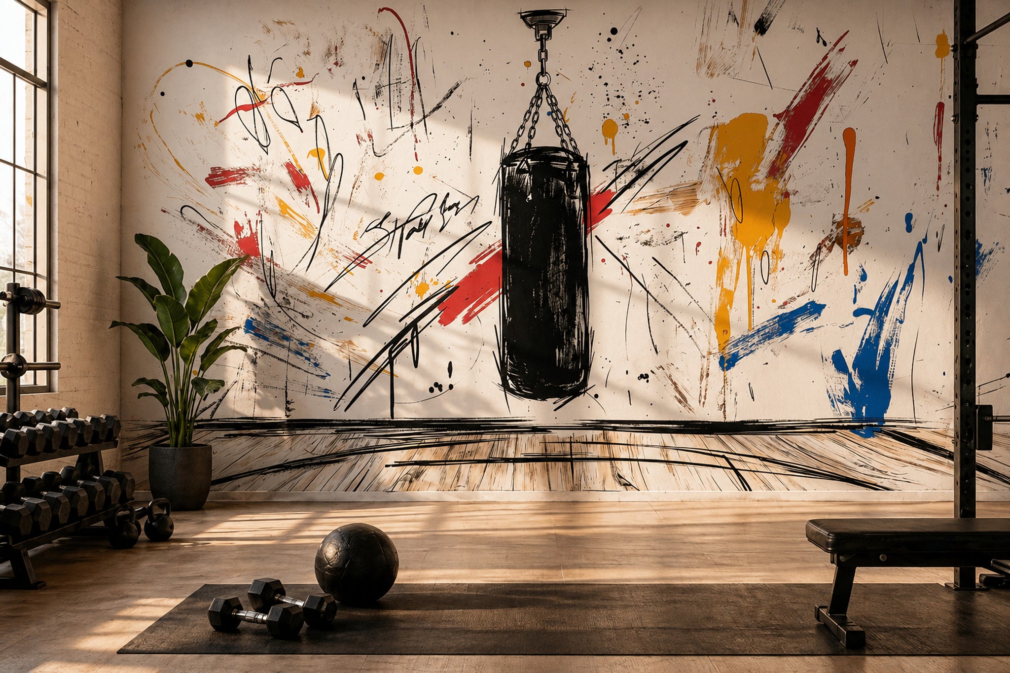 Boks Kum Torbalı Poster Duvar Kağıdı Soyut Grafiti Spor Salonu