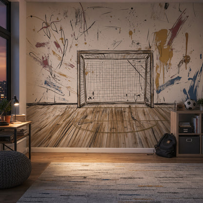 Soyut Boya Sıçramalı Poster Duvar Kağıdı Bej Salon Duvarı