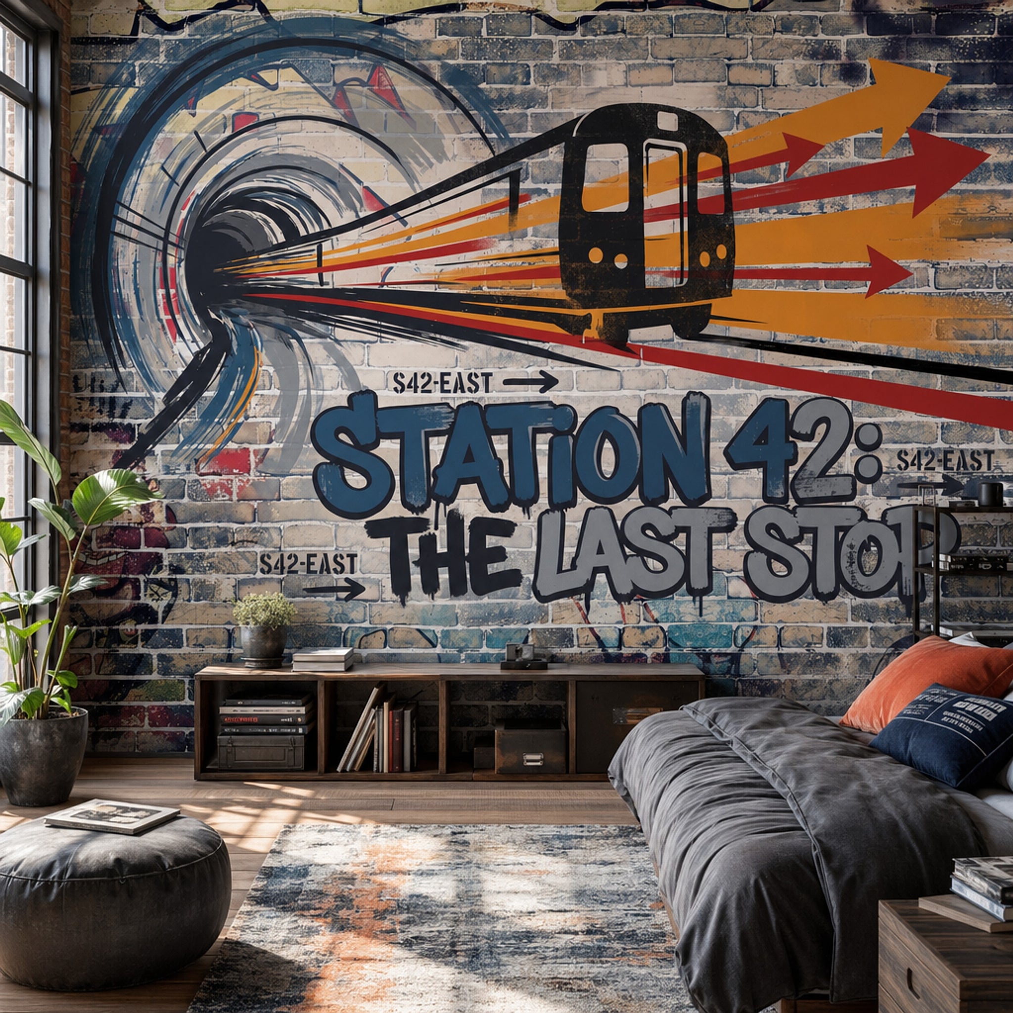 Grafiti Metro Poster Duvar Kağıdı Tuğla Görünümlü Genç Odası
