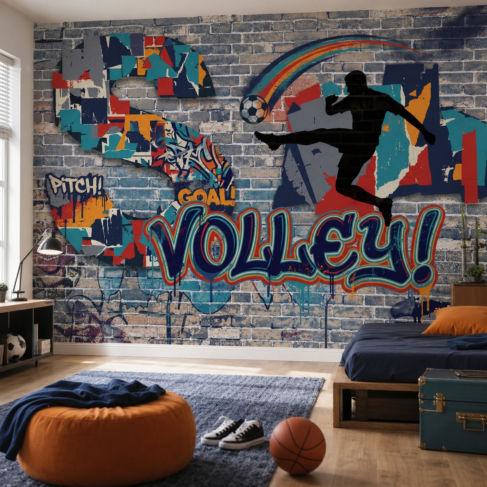 Grafiti Futbol Temalı Poster Duvar Kağıdı Genç Odası