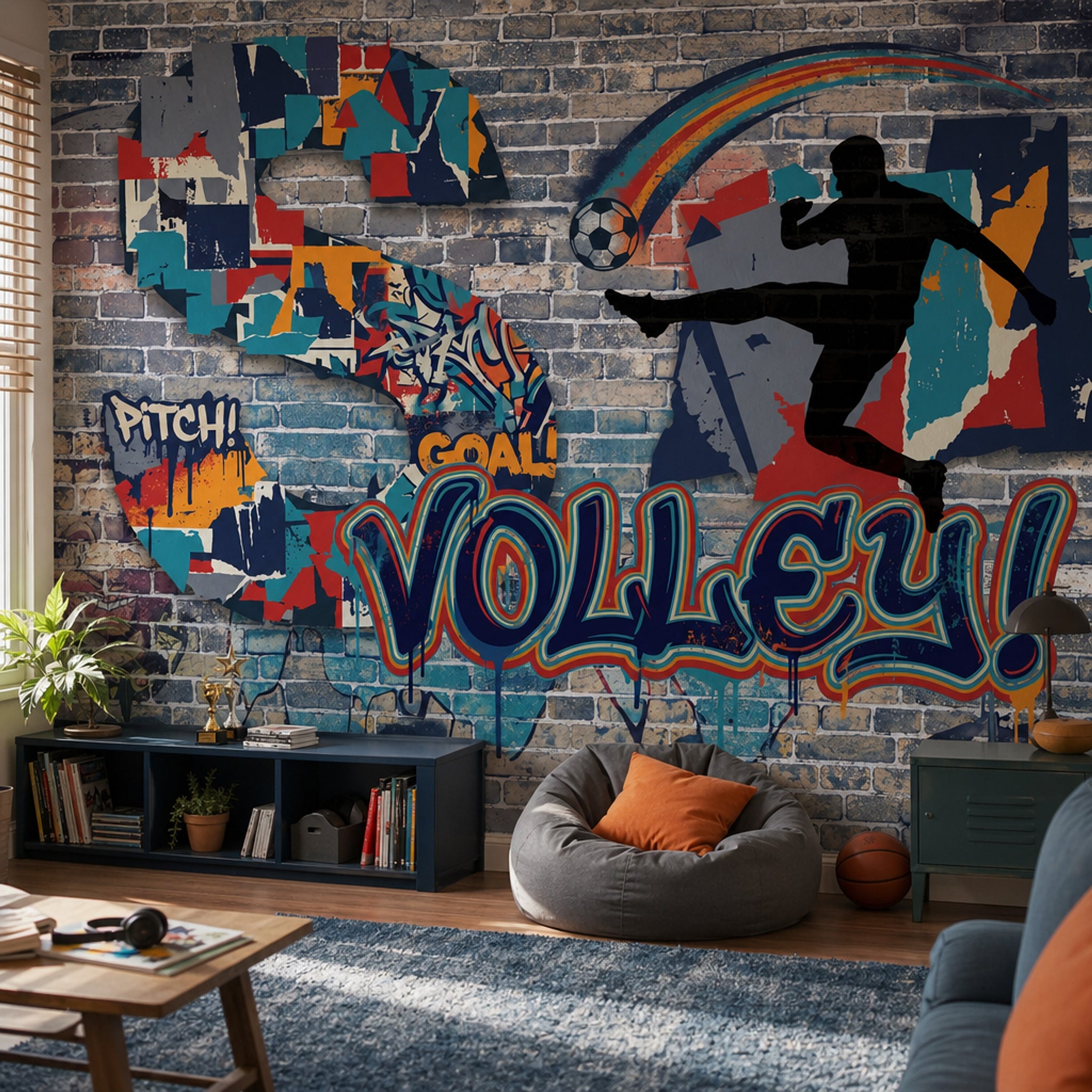 Grafiti Futbol Temalı Poster Duvar Kağıdı Genç Odası