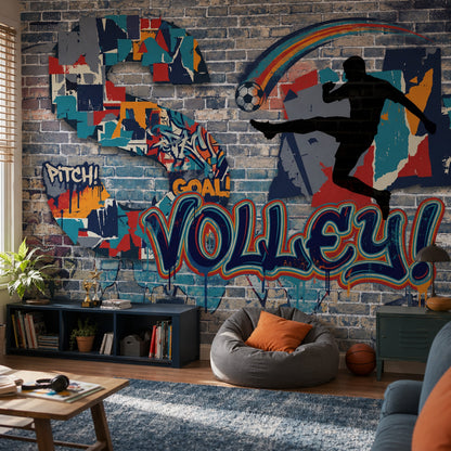 Grafiti Futbol Temalı Poster Duvar Kağıdı Genç Odası