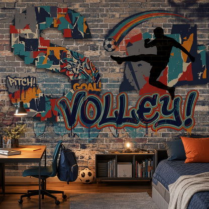 Grafiti Futbol Temalı Poster Duvar Kağıdı Genç Odası