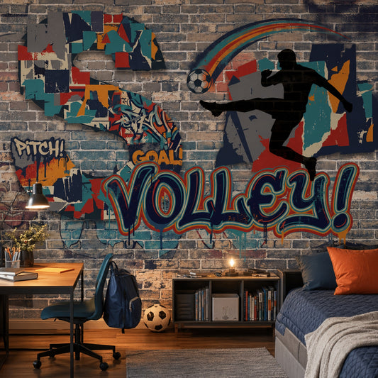 Grafiti Futbol Temalı Poster Duvar Kağıdı Genç Odası