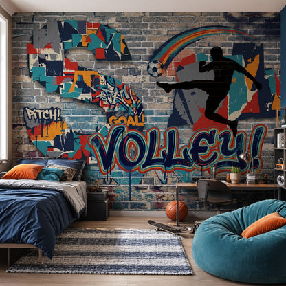 Grafiti Futbol Temalı Poster Duvar Kağıdı Genç Odası