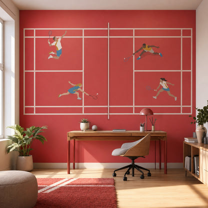Badminton Spor Temalı Poster Duvar Kağıdı Kırmızı Salon Duvarı