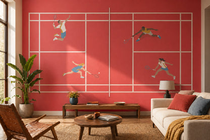 Badminton Spor Temalı Poster Duvar Kağıdı Kırmızı Salon Duvarı