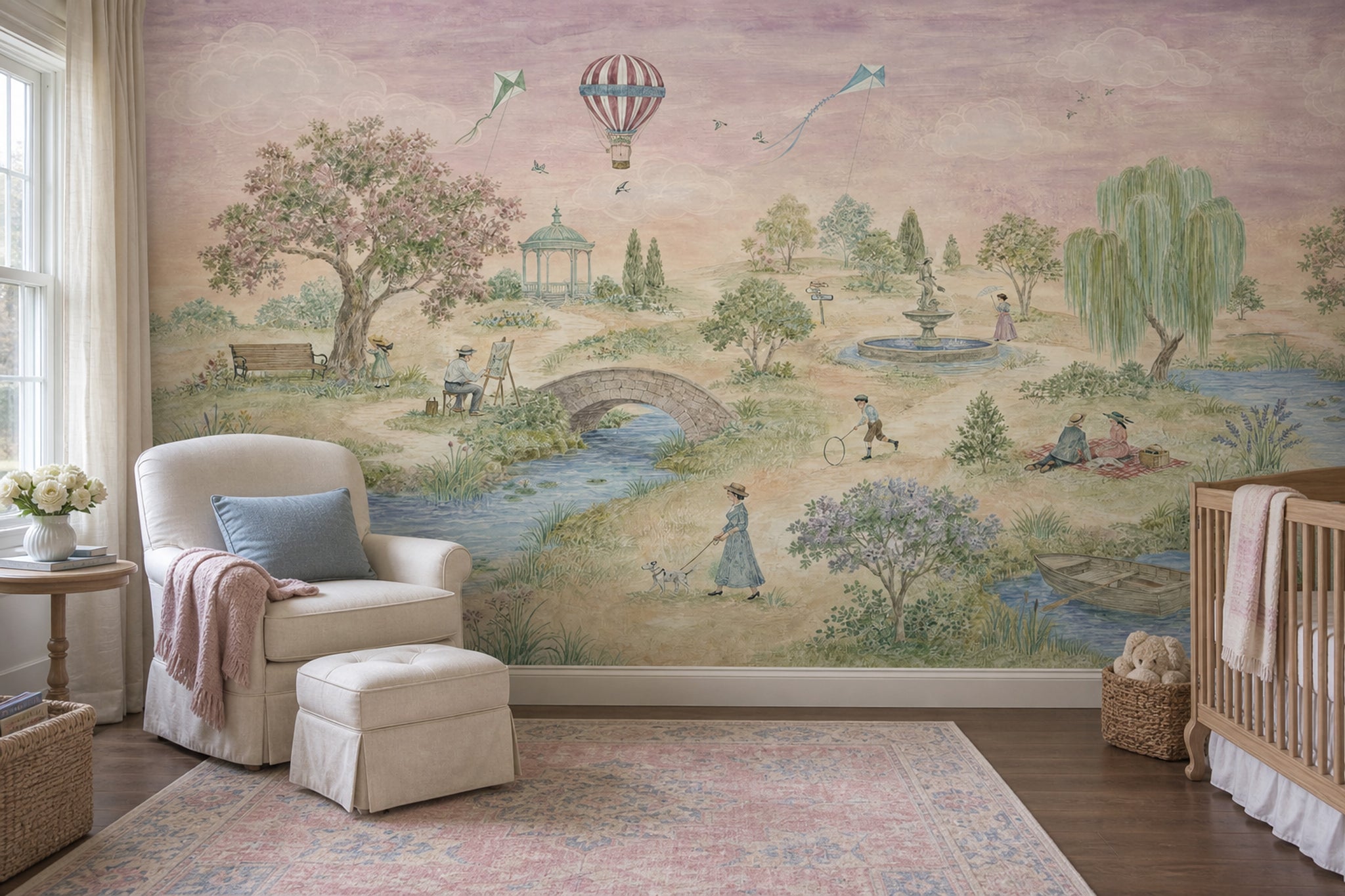 Pastel Park Manzaralı Poster Duvar Kağıdı Çocuk Odası