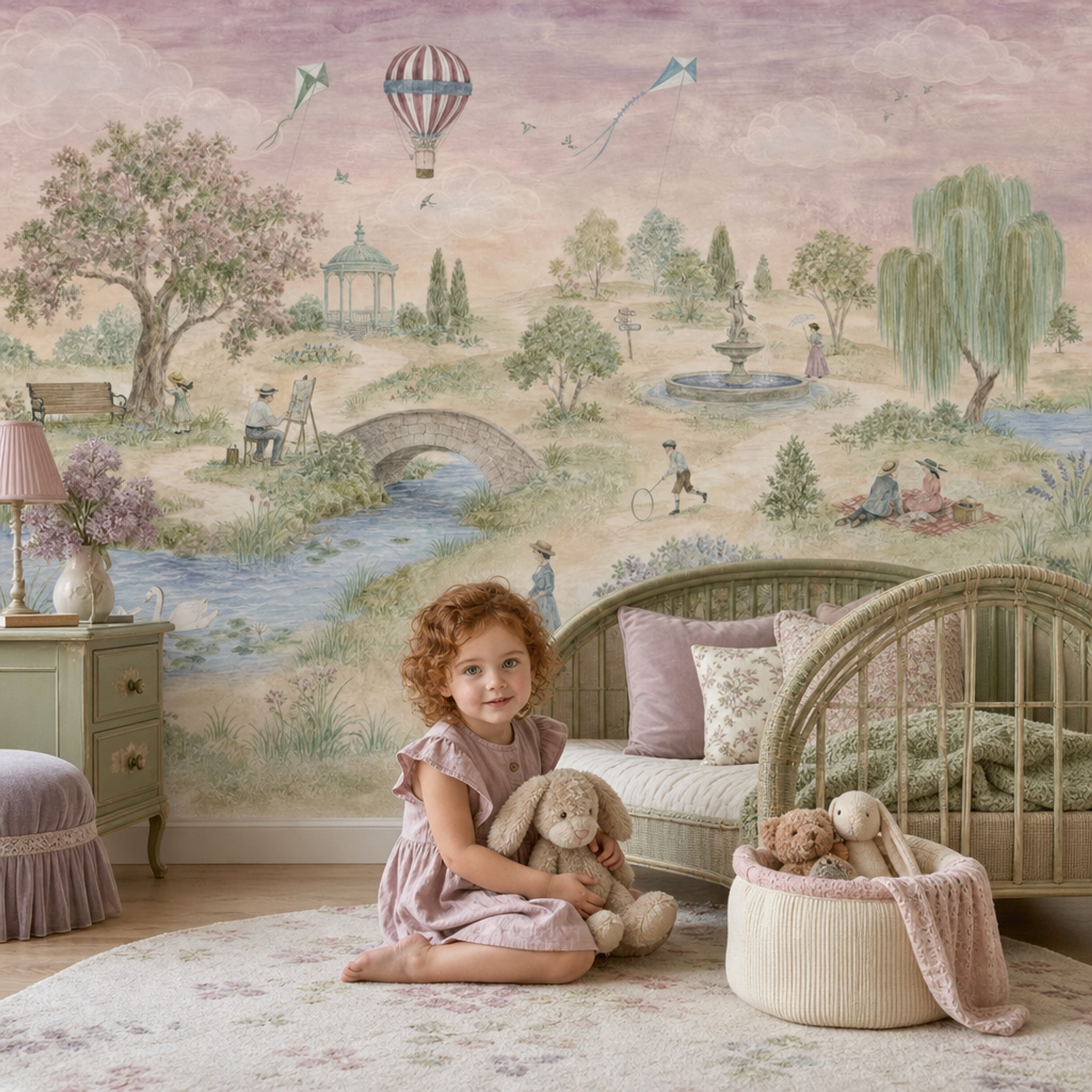 Pastel Park Manzaralı Poster Duvar Kağıdı Çocuk Odası