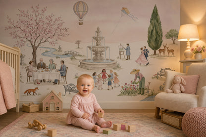 Masalsı Park Manzaralı Poster Duvar Kağıdı Pastel Çocuk Odası