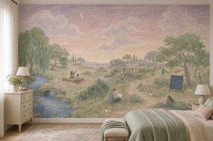 Ay Işığı Manzaralı Poster Duvar Kağıdı Pastel Gökyüzü Yatak Odası