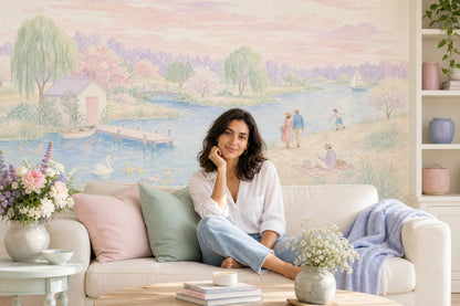 Pastel Göl Manzaralı Poster Duvar Kağıdı Çocuk Odası