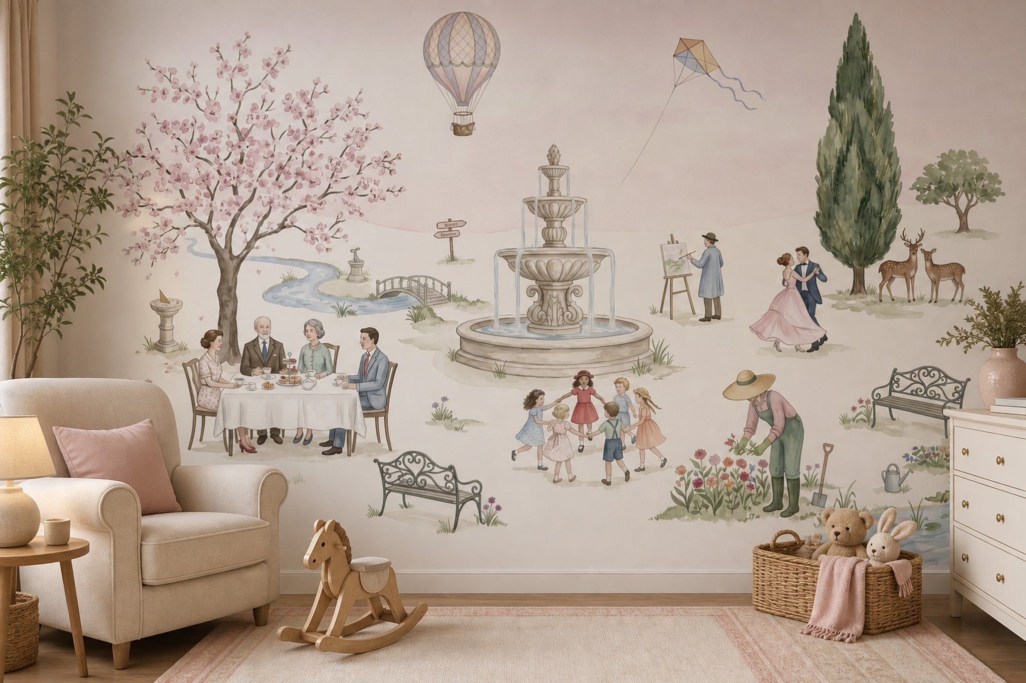 Masalsı Park Manzaralı Poster Duvar Kağıdı Pastel Çocuk Odası