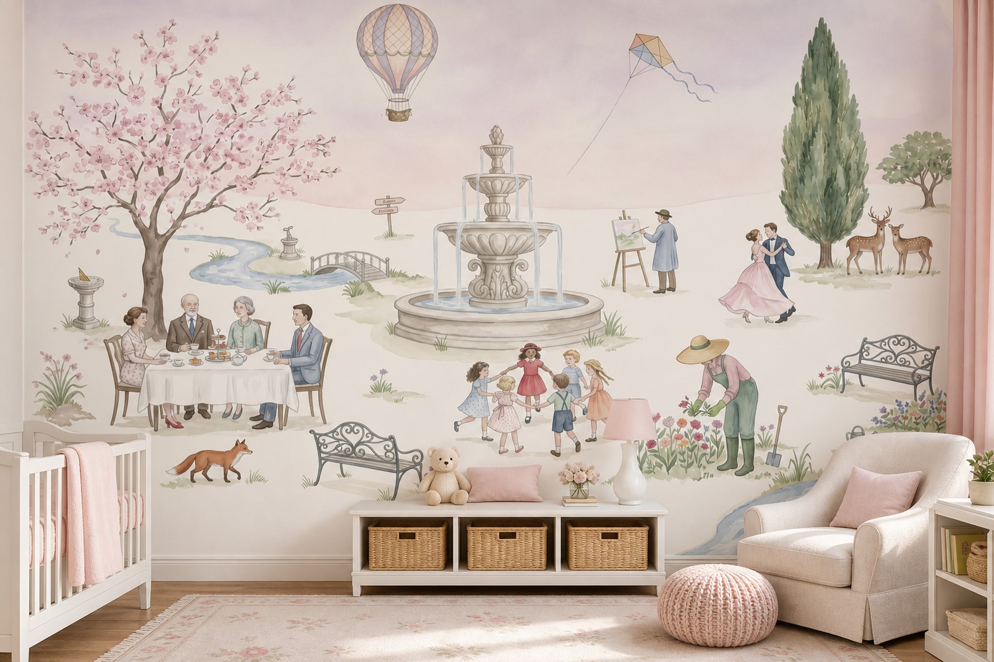 Masalsı Park Manzaralı Poster Duvar Kağıdı Pastel Çocuk Odası