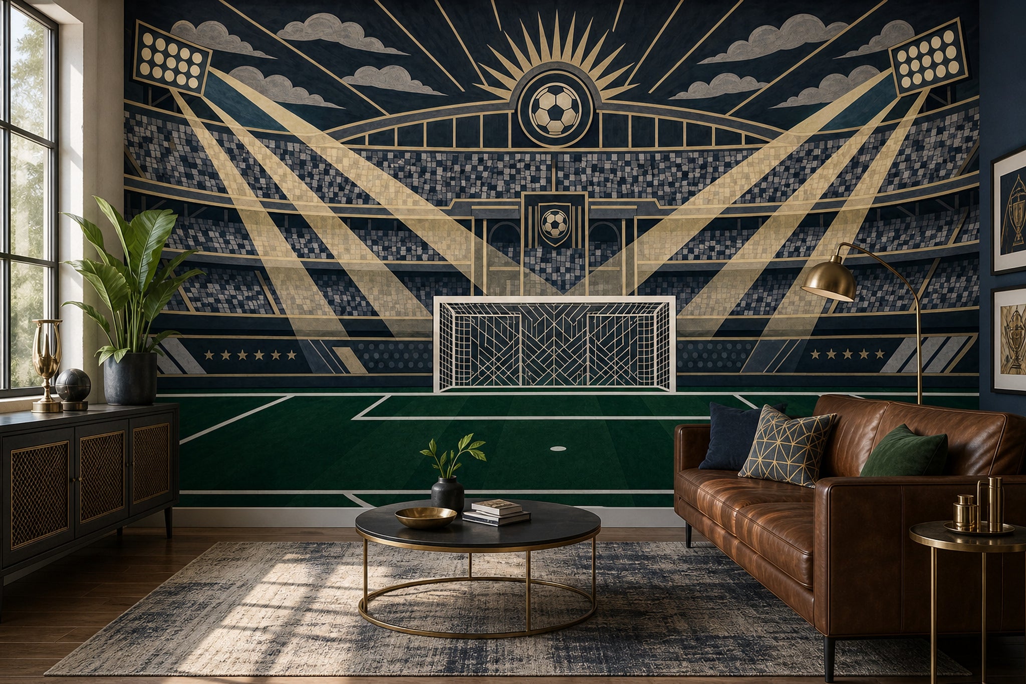Futbol Stadyumu Poster Duvar Kağıdı Lacivert Spor Odası